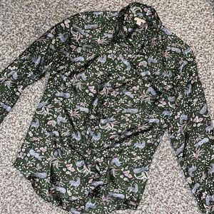 JCrew collection 100 percent silk button up shirt in fun jungle print!